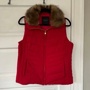 EUC Talbots Red Puffer with Faux Fur Trim
